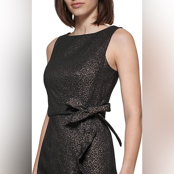 Calvin Klein Women’s Size 2 Black and Gold Patterned Dress - Picture 4 of 10